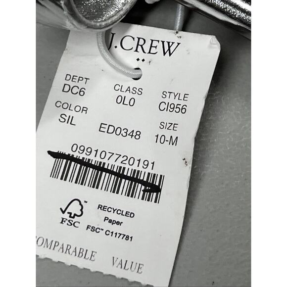 J Crew Factory Ankle Strap Thong Sandals Womens 10 M Silver Flat - Picture 5 of 8